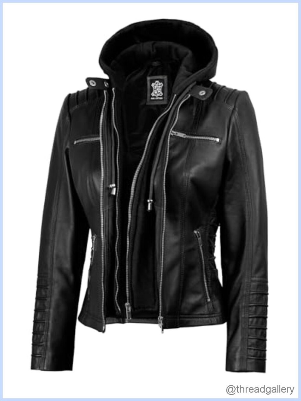 Genuine Lambskin Leather Jacket Women Removable Hood Bomber